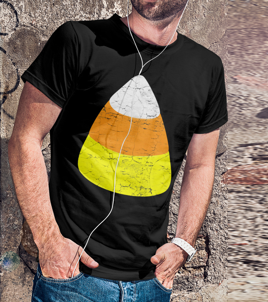 Halloween Candy Corn Vintage Crackle Texture T-Shirt