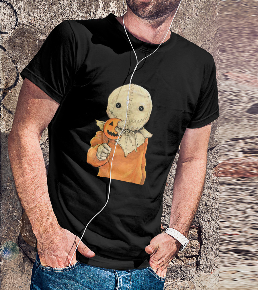 Trick R Treat Sam With Pumpkin Lollipop Cute Funny Halloween T-Shirt