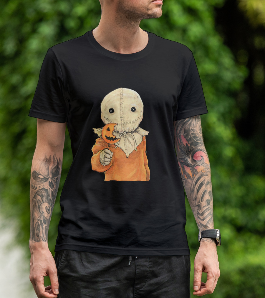 Trick R Treat Sam With Pumpkin Lollipop Cute Funny Halloween T-Shirt