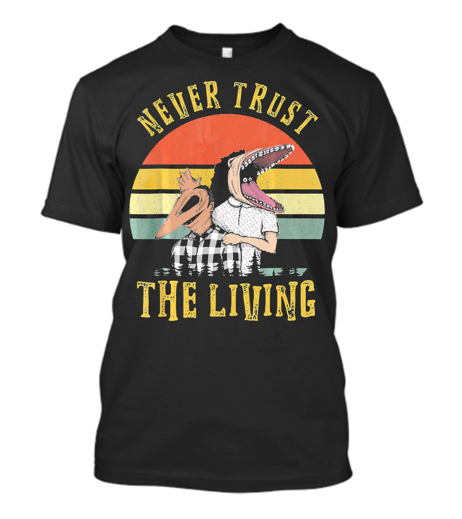 Never Trust The Living Retro Vintage Sun Beetlejuice Icons T-Shirt
