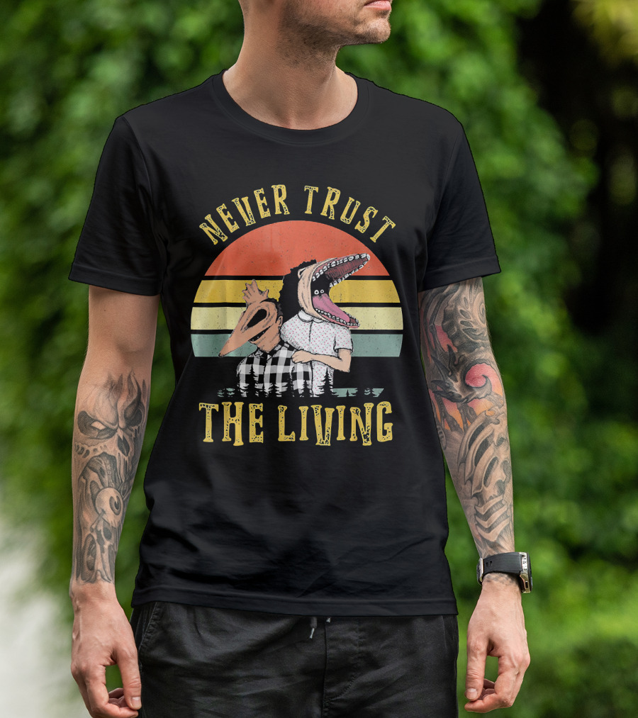 Never Trust The Living Retro Vintage Sun Beetlejuice Icons T-Shirt