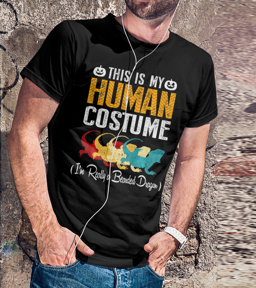 This Is My Human Costume I'm Really A Bearded Dragon Halloween Pumpkin T-Shirt