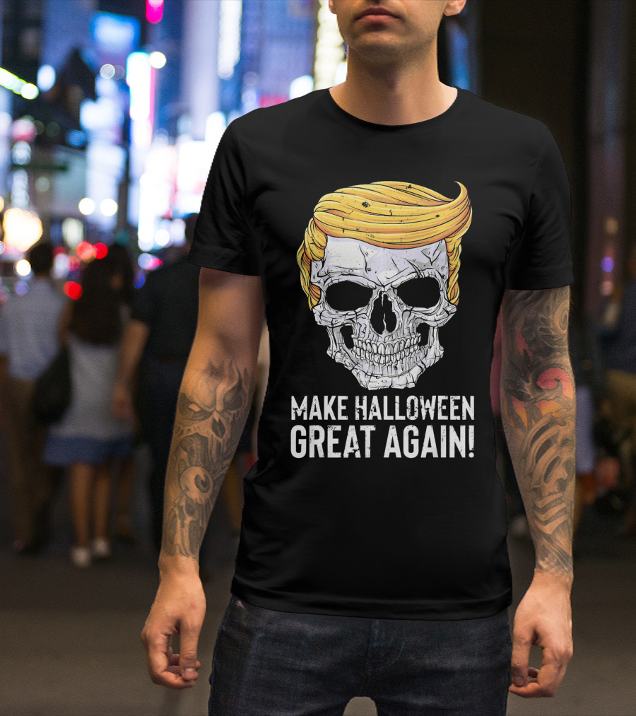 Make Halloween Great Again Skull With Blonde Hair T-Shirt