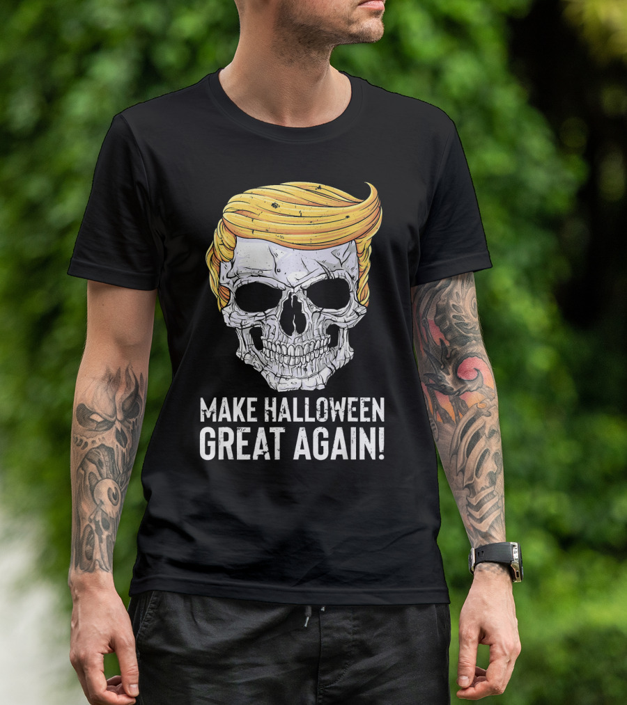 Make Halloween Great Again Skull With Blonde Hair T-Shirt