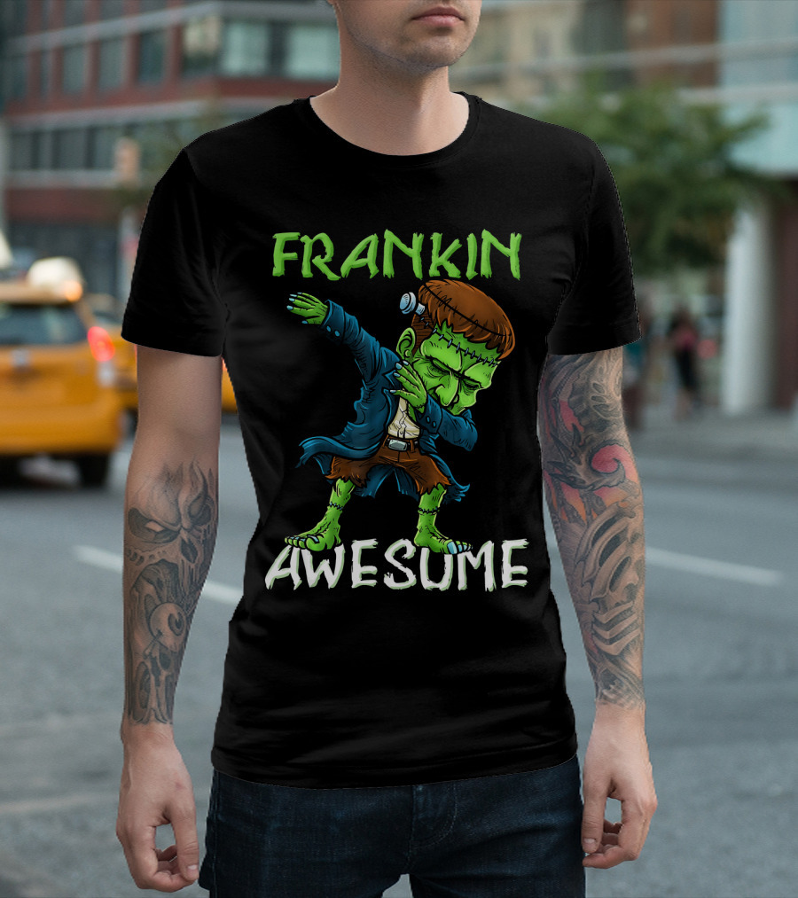Frankin Awesome Dabbing Frankenstein Halloween T-Shirt