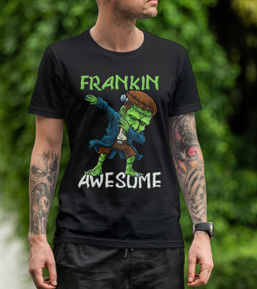 Frankin Awesome Dabbing Frankenstein Halloween T-Shirt