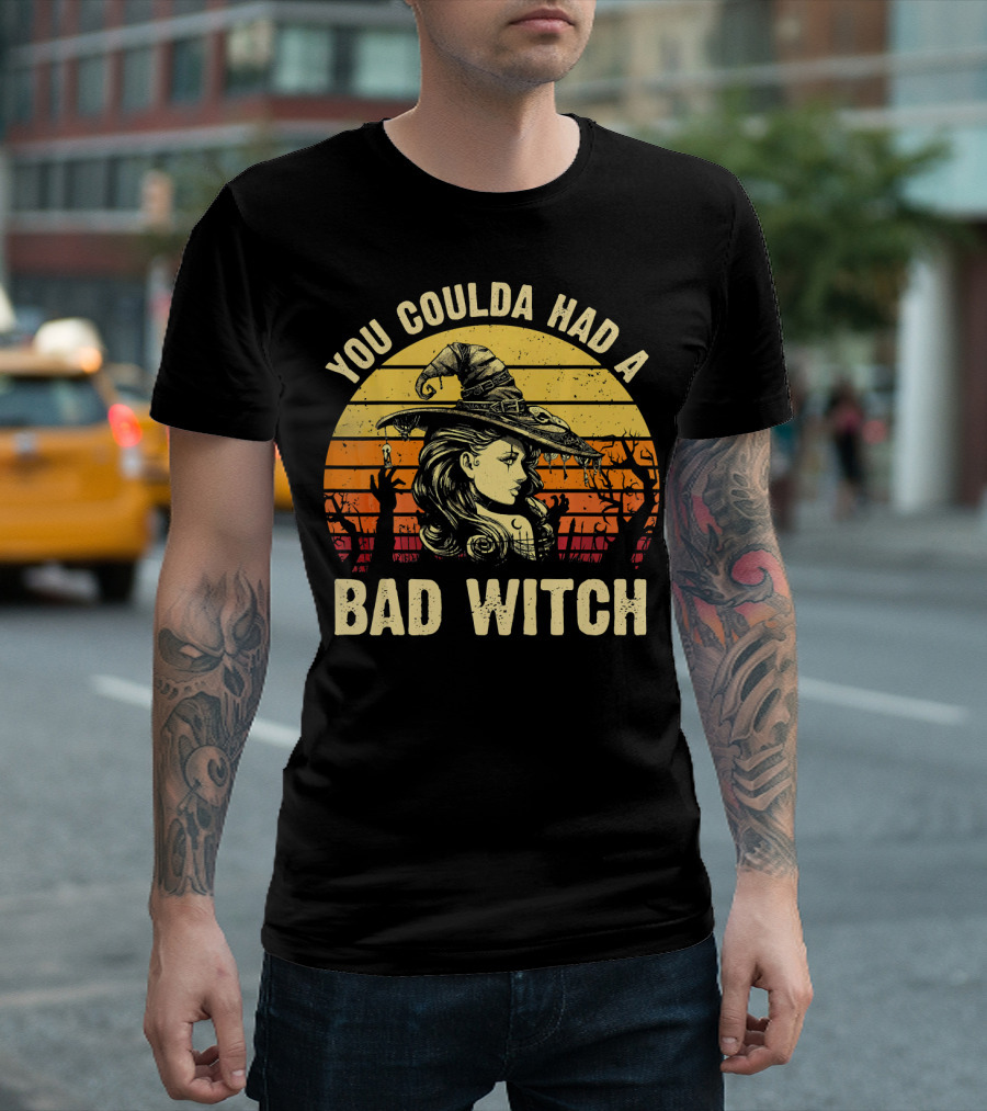 You Coulda Had a Bad Witch Vintage Sunset Halloween T-Shirt