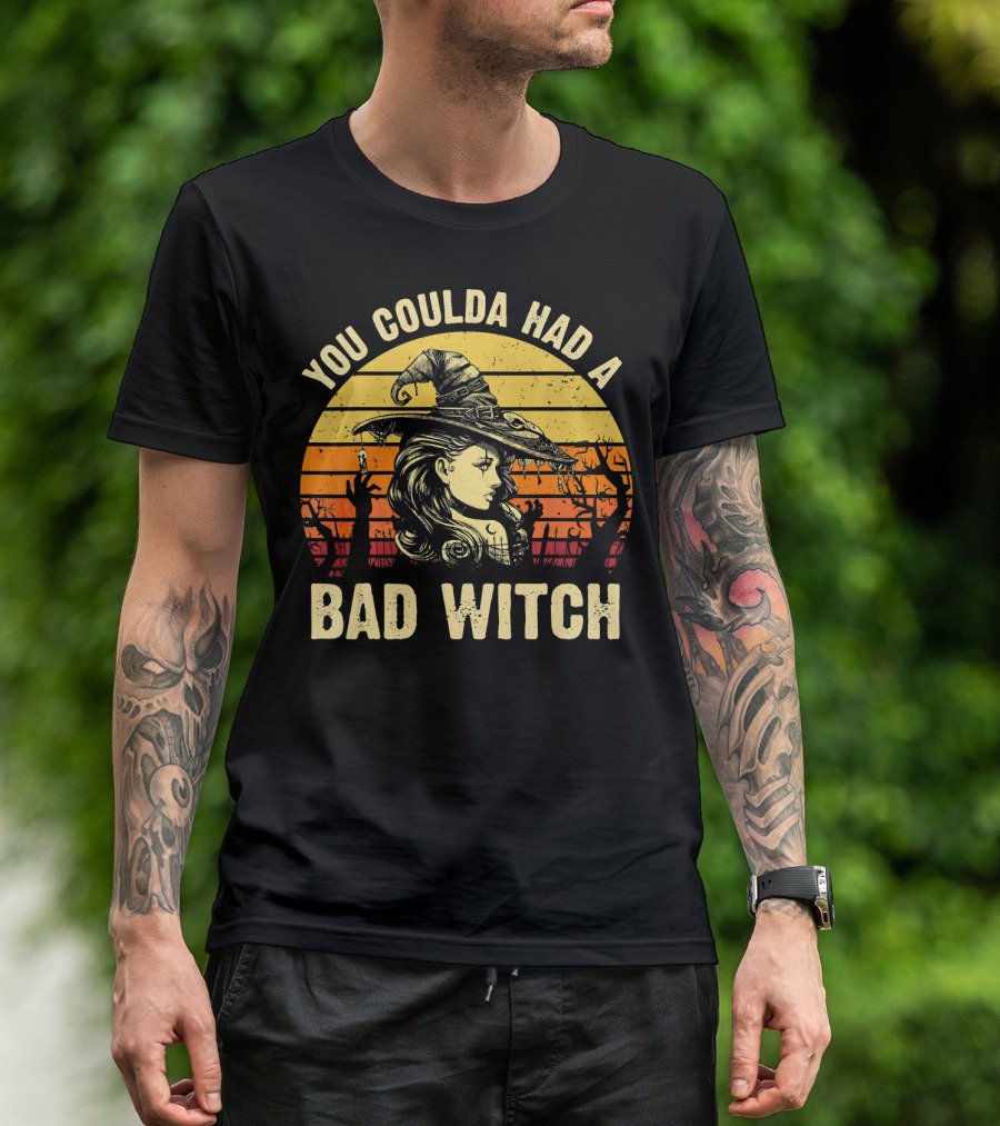 You Coulda Had A Bad Witch Vintage Sunset Halloween T-Shirt