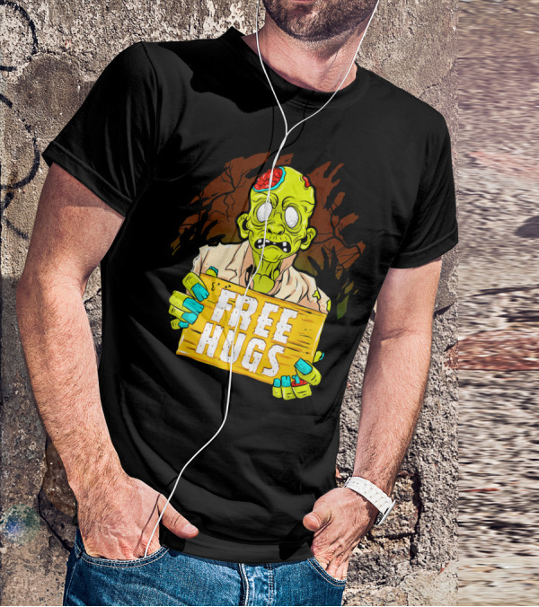Free Hugs Creepy Zombie Funny Mens Halloween Horror T-Shirt