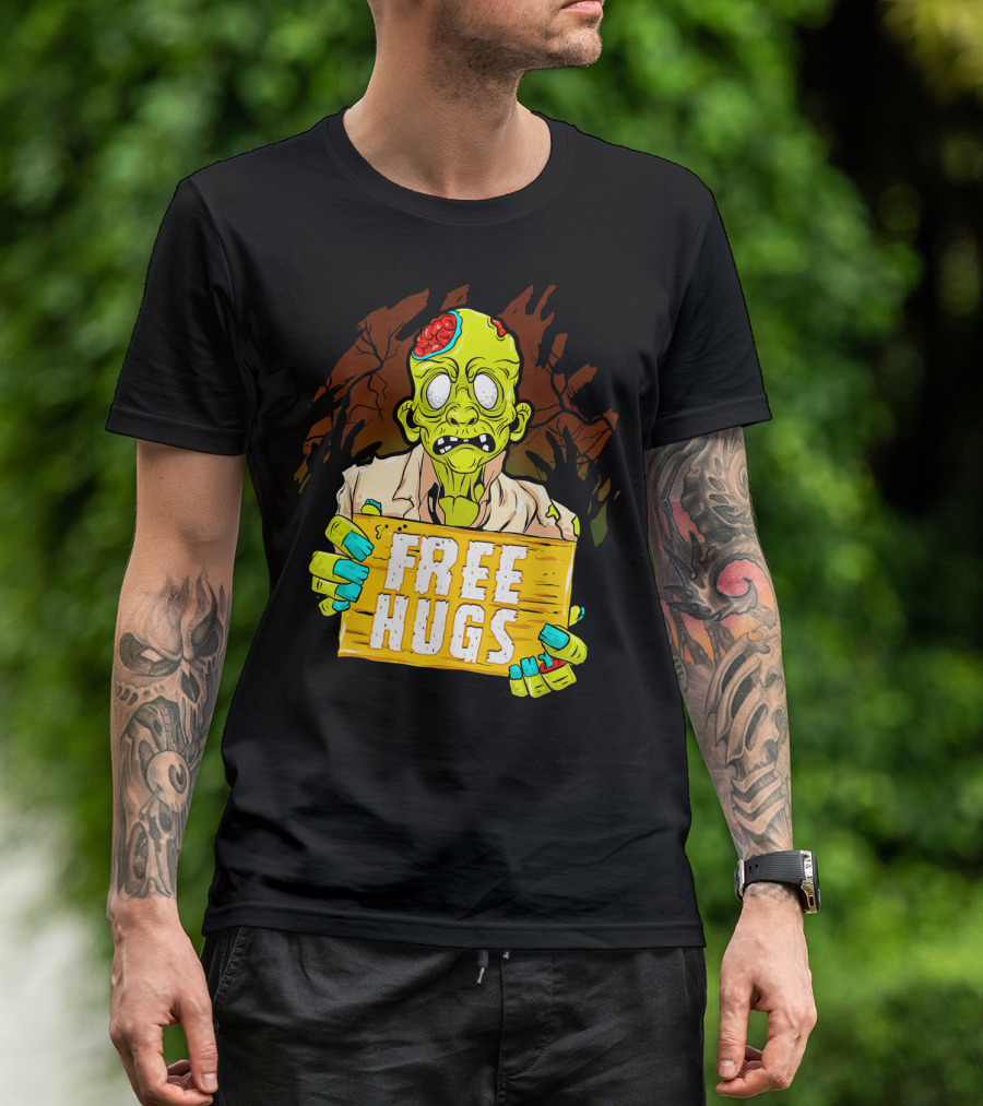 Free Hugs Creepy Zombie Funny Mens Halloween Horror T-Shirt
