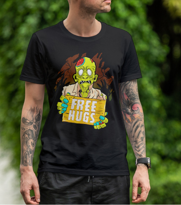 Free Hugs Creepy Zombie Funny Mens Halloween Horror T-Shirt