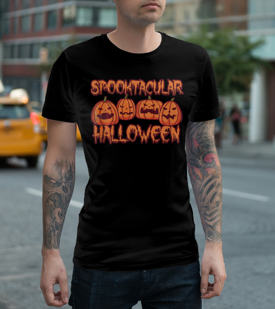 Spooktacular Halloween Pumpkin Faces T-Shirt