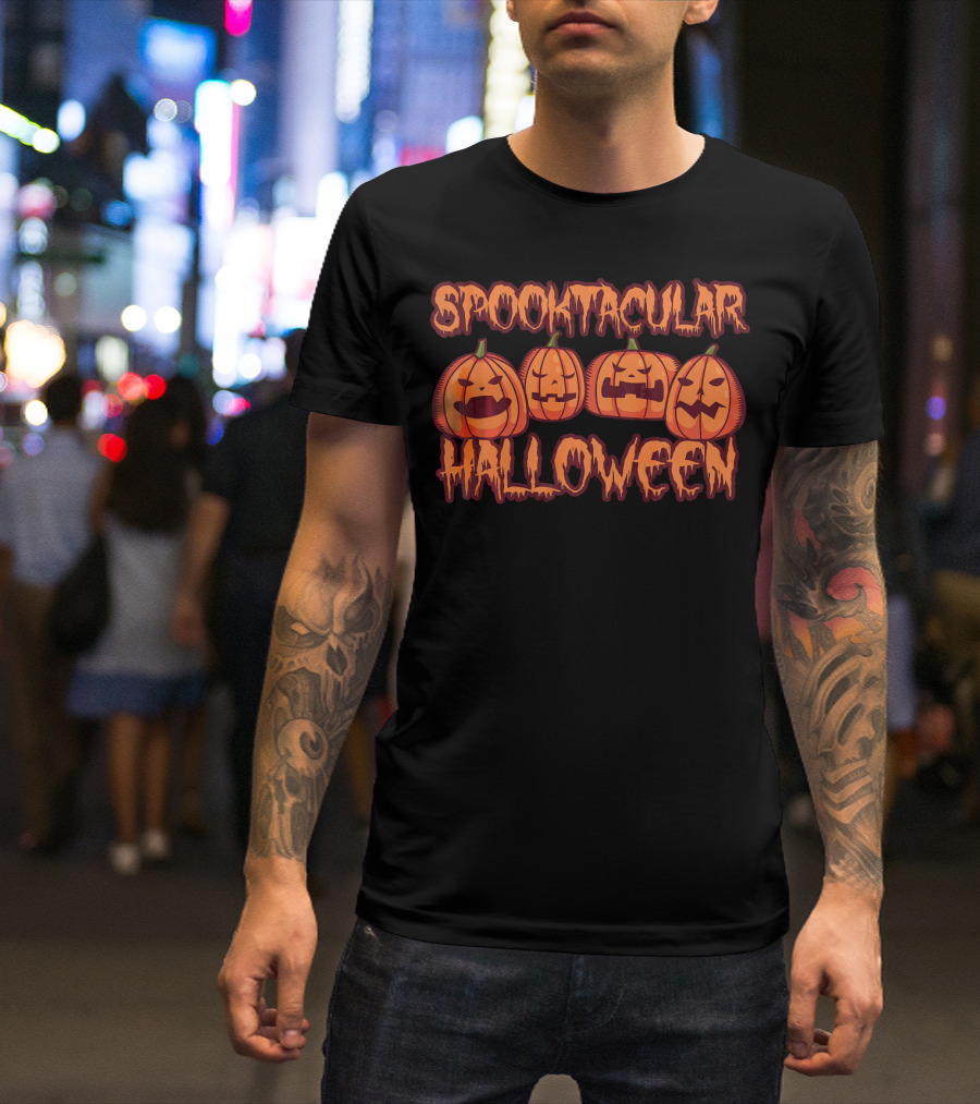 Spooktacular Halloween Pumpkin Faces T-Shirt