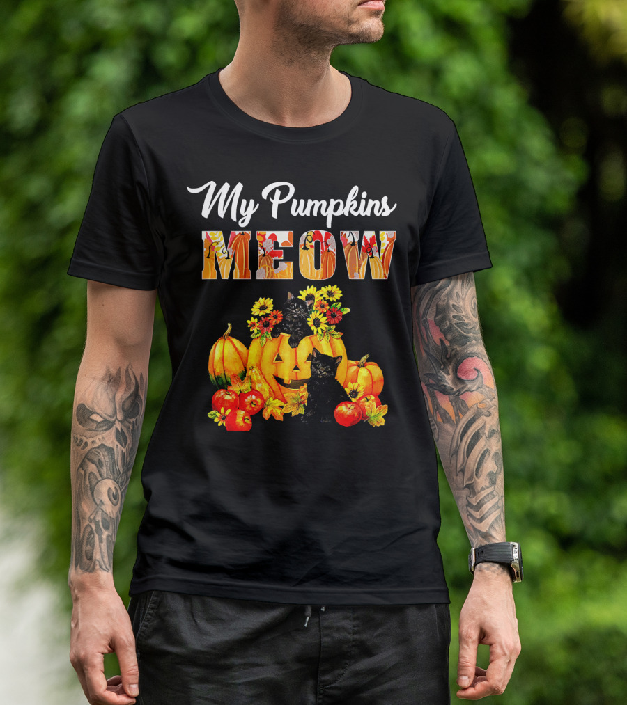 My Pumpkins Meow Cat Halloween Funny Love T-Shirt