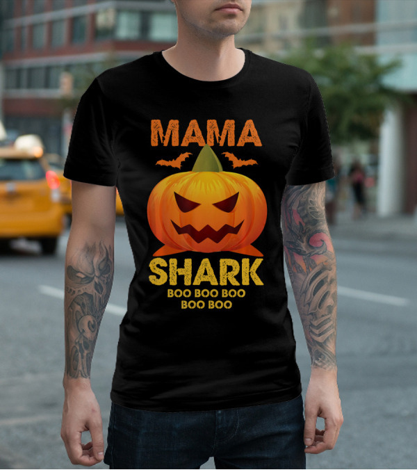 Mama Shark Boo Boo Boo Boo Halloween Pumpkin T-Shirt