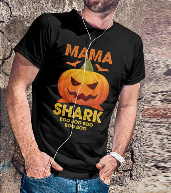 Mama Shark Boo Boo Boo Boo Halloween Pumpkin T-Shirt