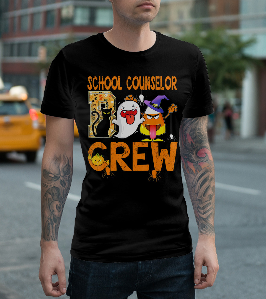 School Counselor Boo Crew Cat Ghost Candy T-Shirt