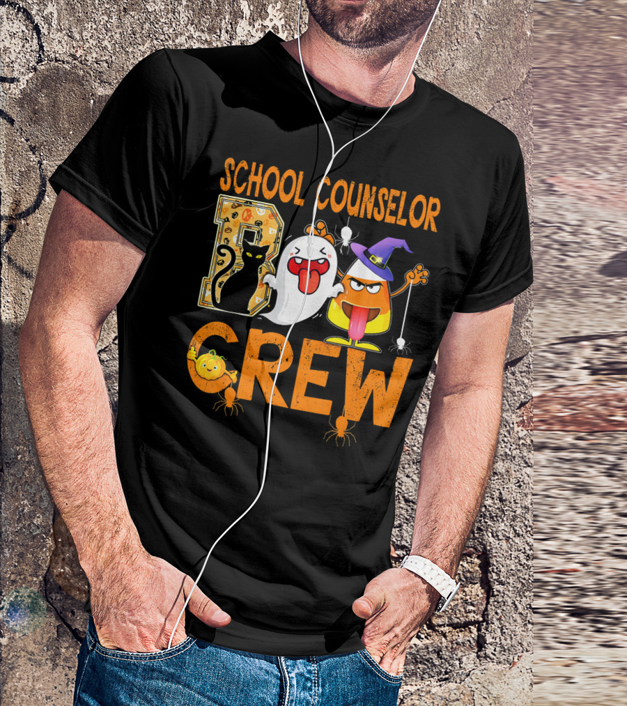 School Counselor Boo Crew Cat Ghost Candy T-Shirt