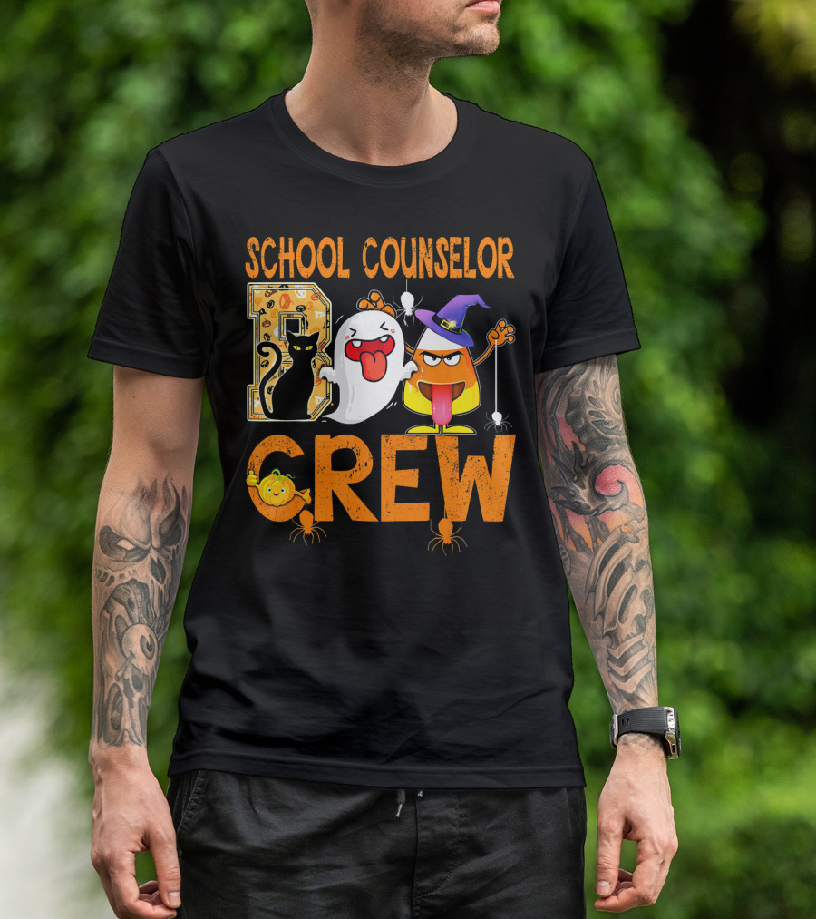 School Counselor Boo Crew Cat Ghost Candy T-Shirt