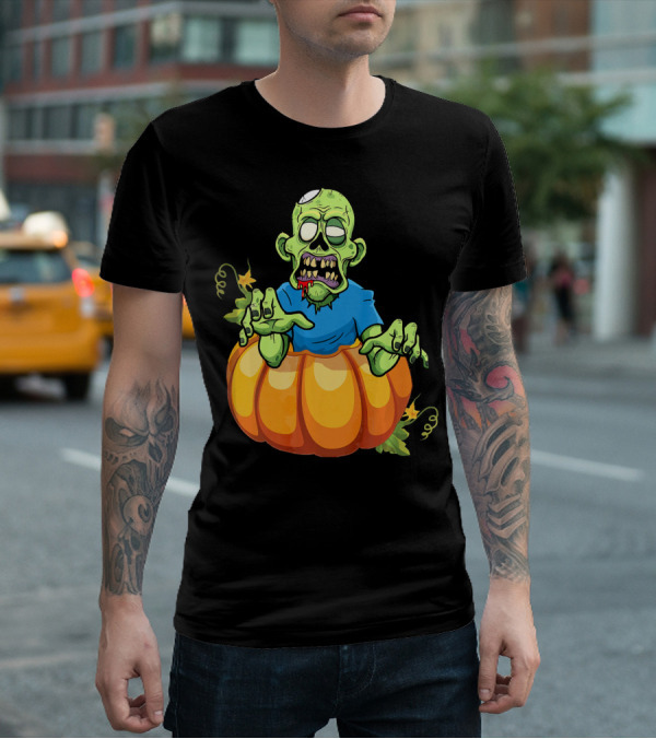 Zombie Rising From Pumpkin T-Shirt