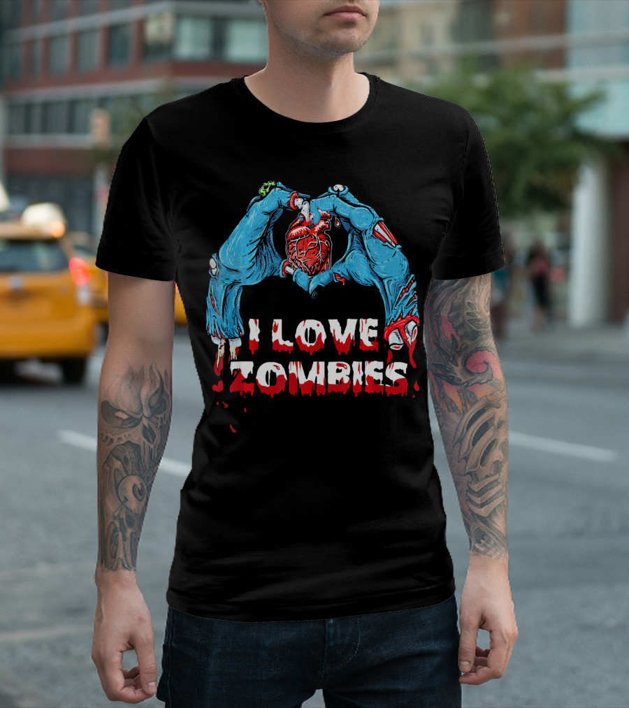 I Love Zombies Halloween Horror Funny Zo Creepy Hands And Heart T-Shirt