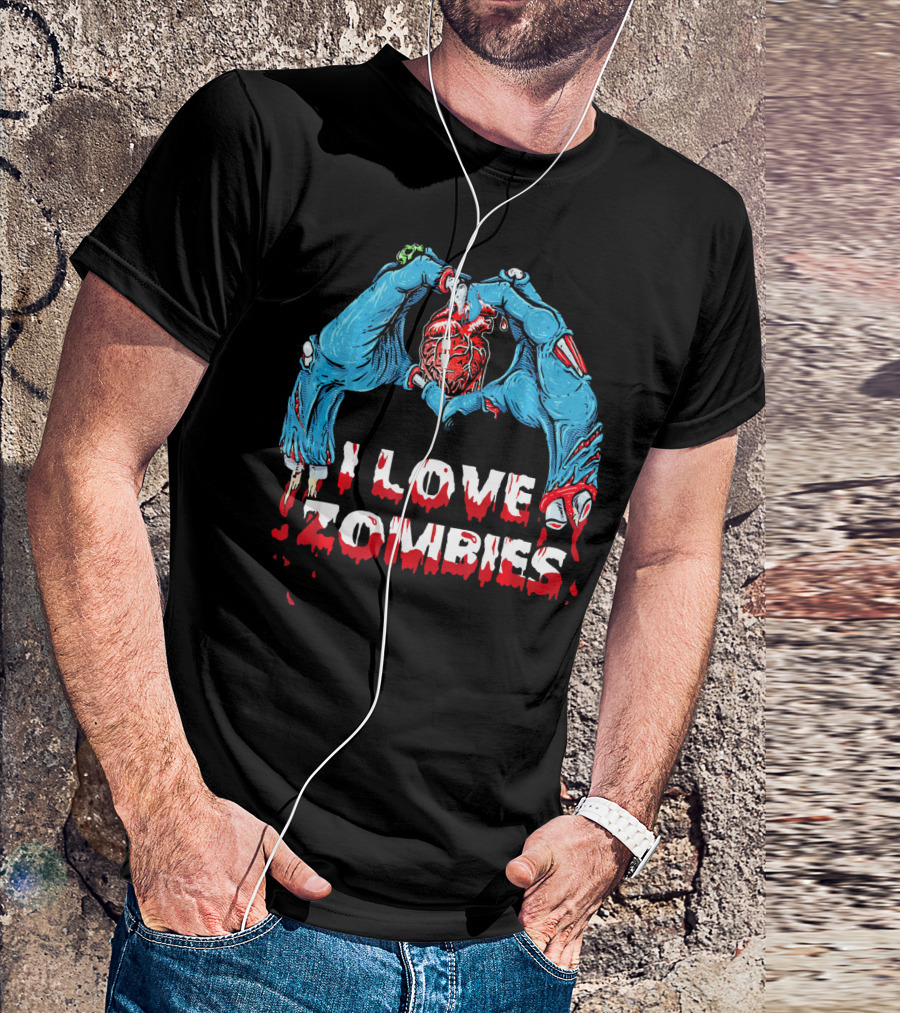 I Love Zombies Halloween Horror Funny Zo Creepy Hands And Heart T-Shirt