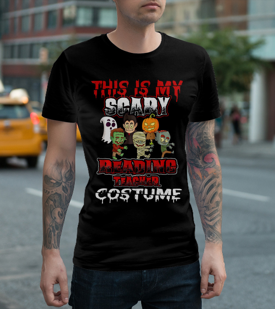 This Is My Scary Reading Teacher Costume with Monsters and Ghost T-Shirt