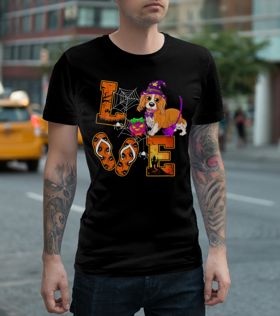 LOVE Halloween Cavalier King Charles Spaniel Dog T-Shirt