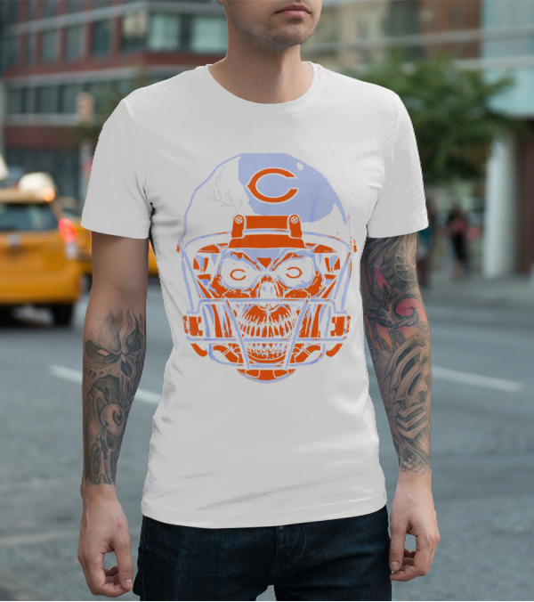 Chicago Bears Skull Helmet Halloween Football Skeleton T-Shirt