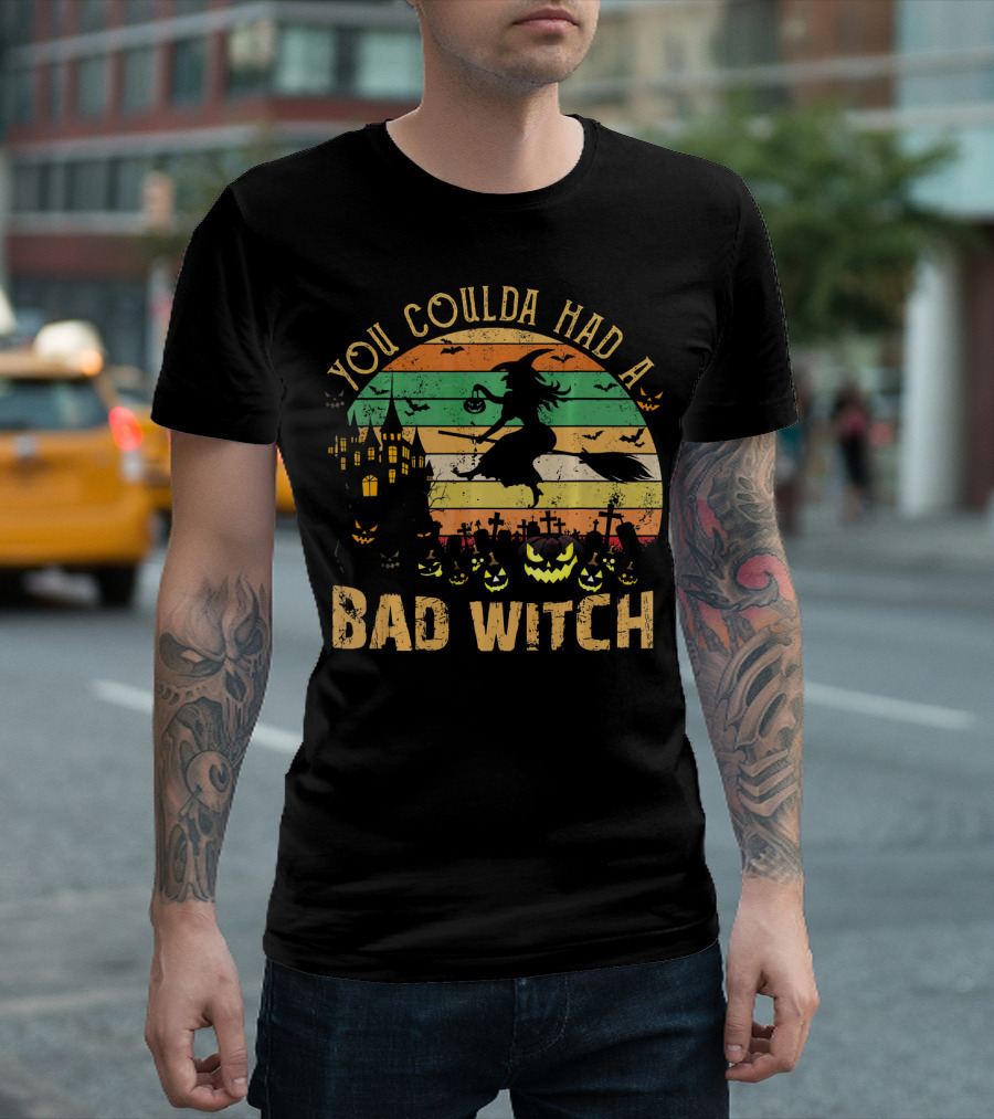 You Coulda Had A Bad Witch Halloween Moon Pumpkin Scene T-Shirt