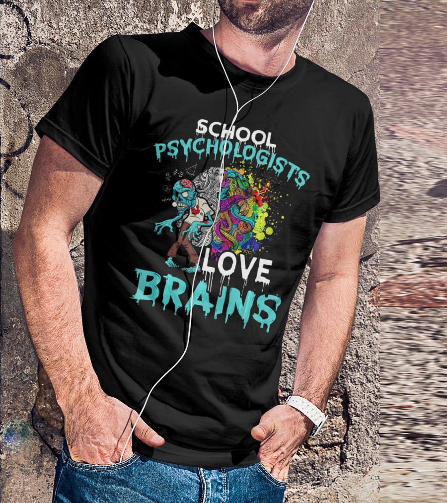 School Psychologists Love Brains Zombie Psychedelic Colors T-Shirt