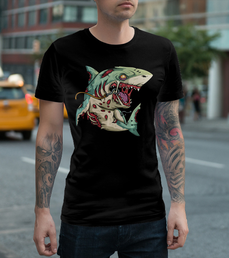 Zombie Shark Halloween Party Monster T-Shirt