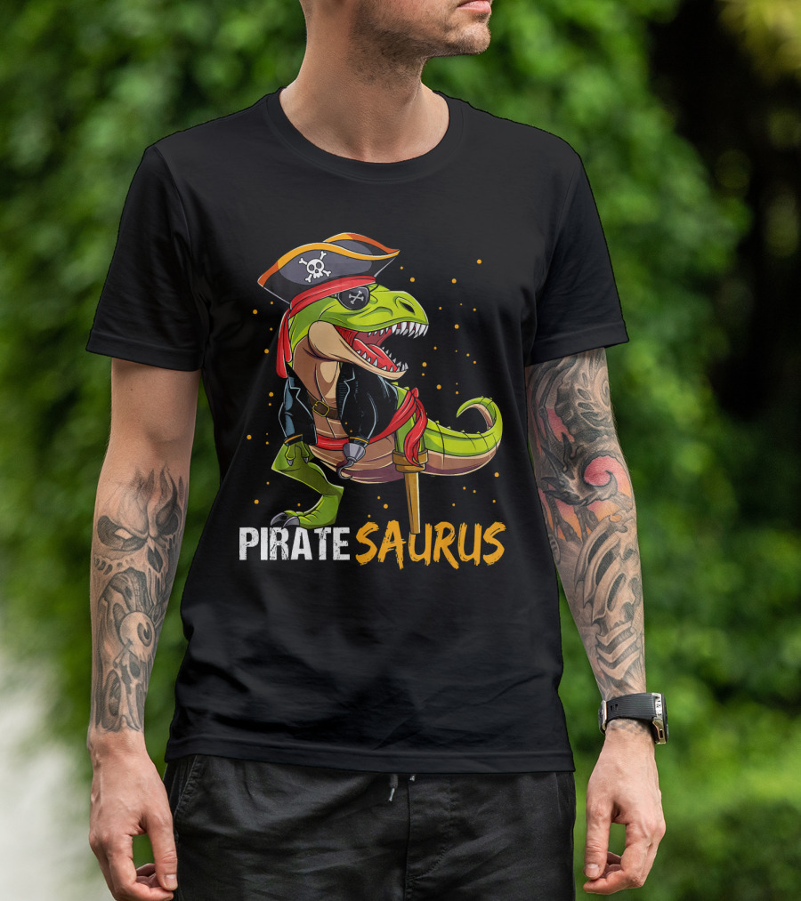 PIRATE SAURUS Dinosaur With Pirate Hat And Wooden Leg T-Shirt