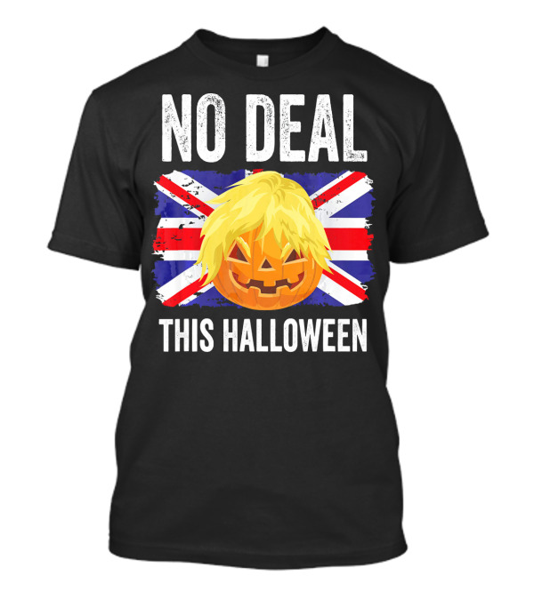 No Deal This Halloween Brexit Pumpkin UK Flag T-Shirt