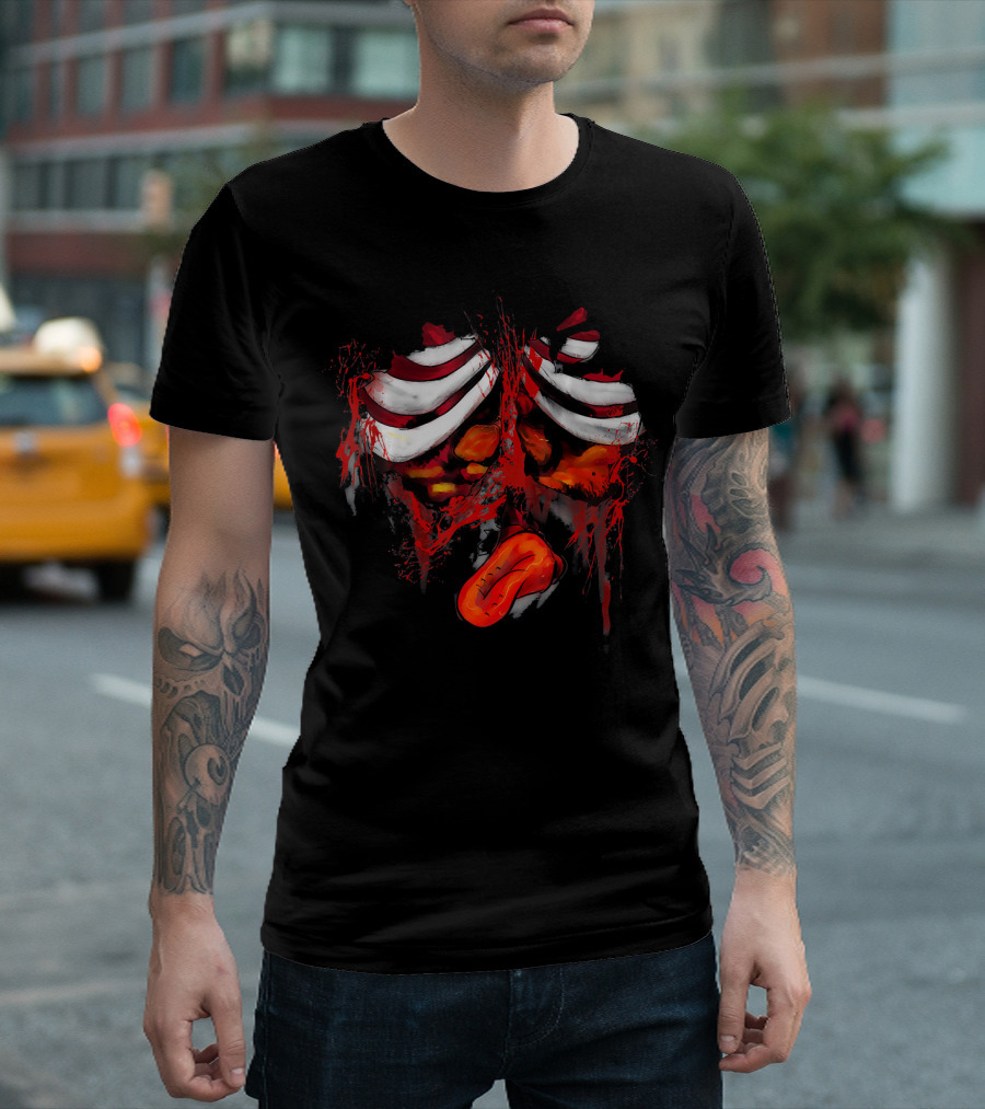 Grotesque Zombie Rib Cage and Entrails Halloween Costume T-Shirt
