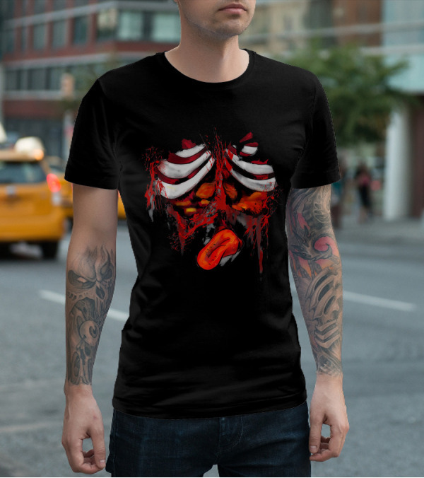 Grotesque Zombie Rib Cage And Entrails Halloween Costume T-Shirt