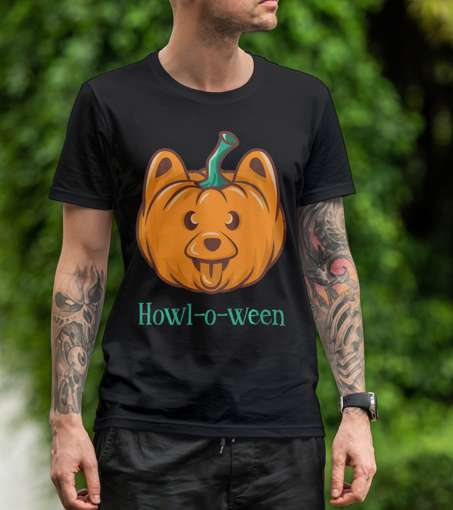 Howl-o-ween Dog Halloween Jackolantern T-Shirt