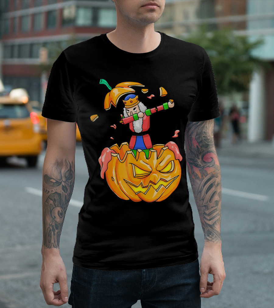 Nutcracker Dabbing on Giant Halloween Pumpkin Fun T-Shirt
