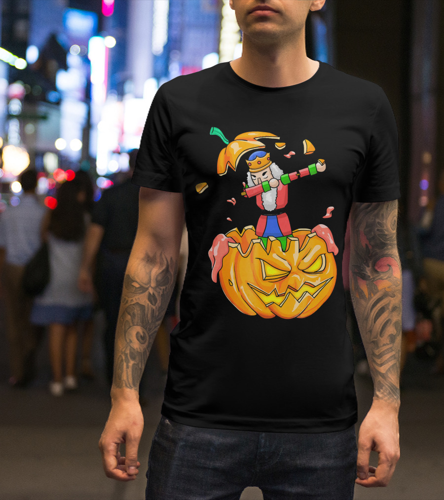 Nutcracker Dabbing On Giant Halloween Pumpkin Fun T-Shirt