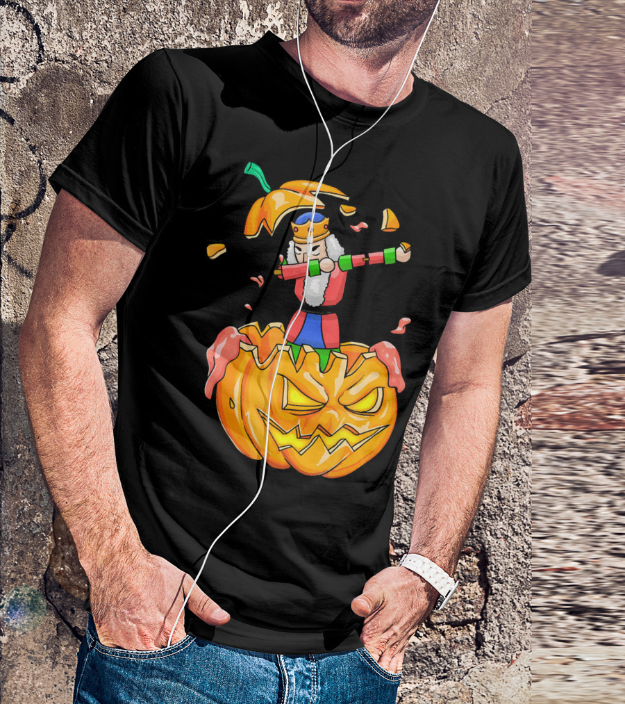 Nutcracker Dabbing On Giant Halloween Pumpkin Fun T-Shirt