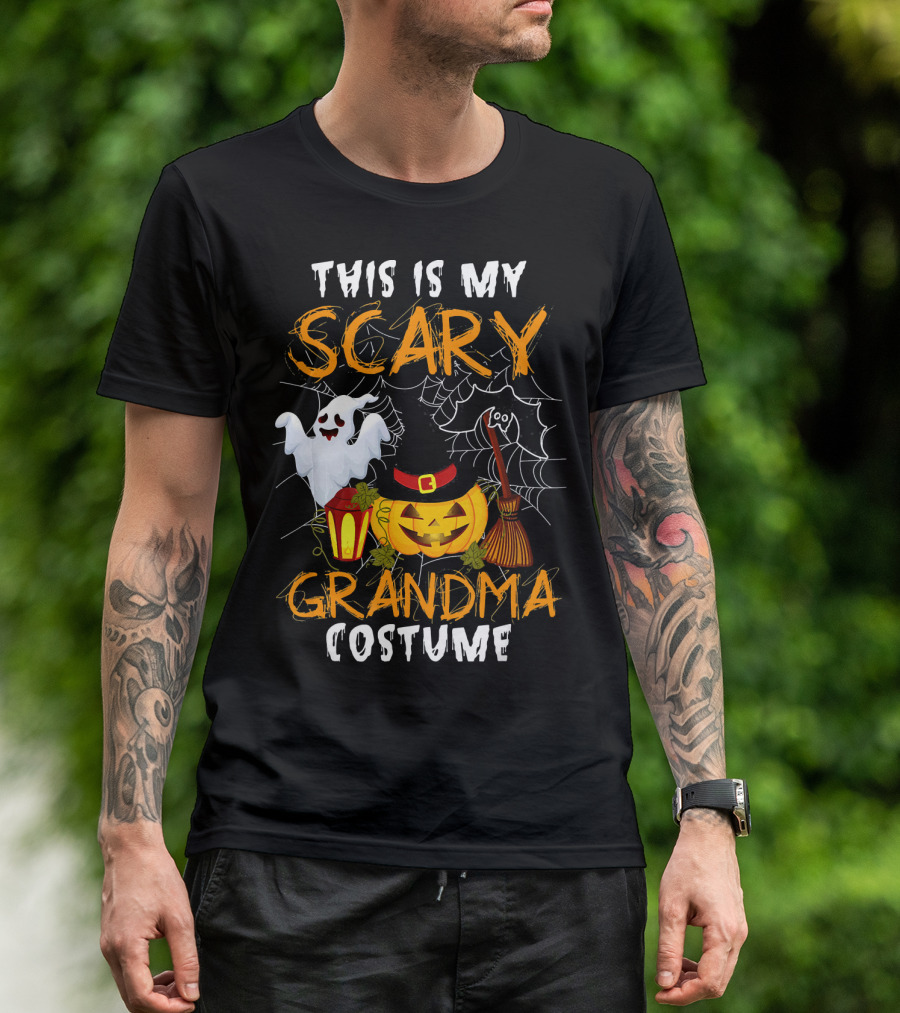 This Is My Scary Grandma Halloween Costume Ghost Pumpkin Spider Web T-Shirt