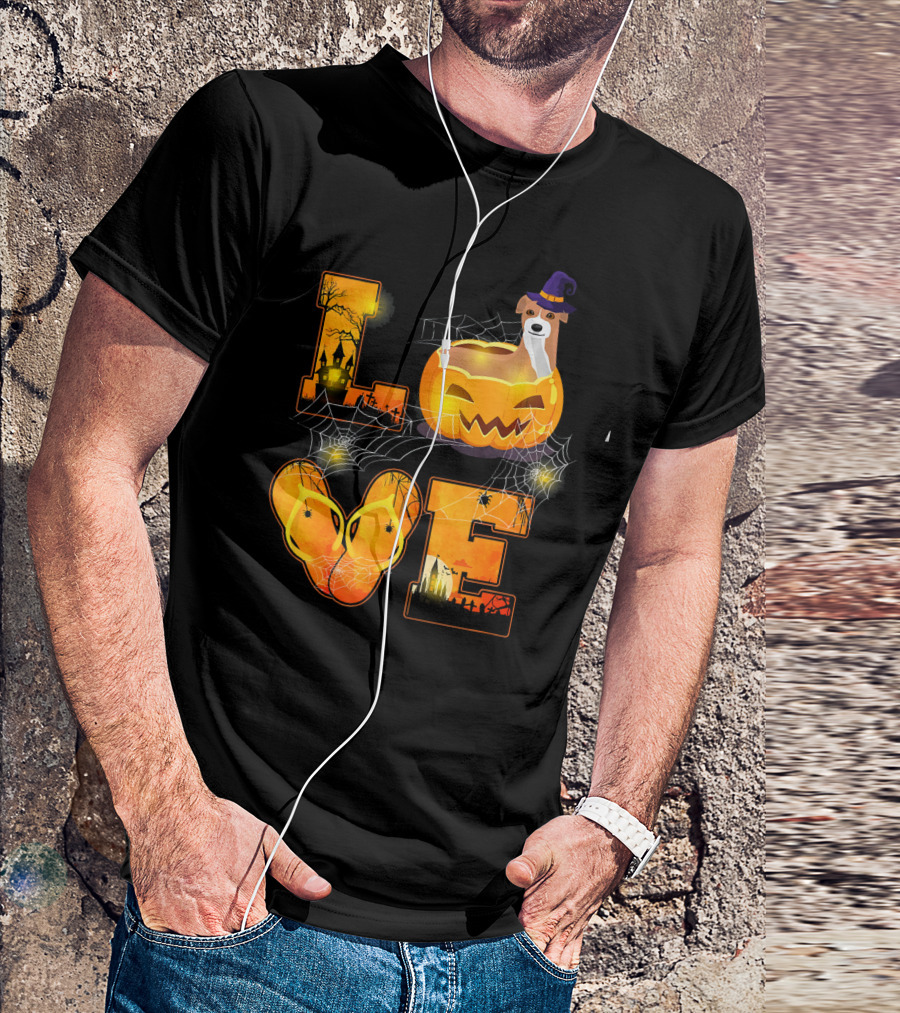LOVE Halloween Pumpkin Italian Greyhound Spider Webs T-Shirt