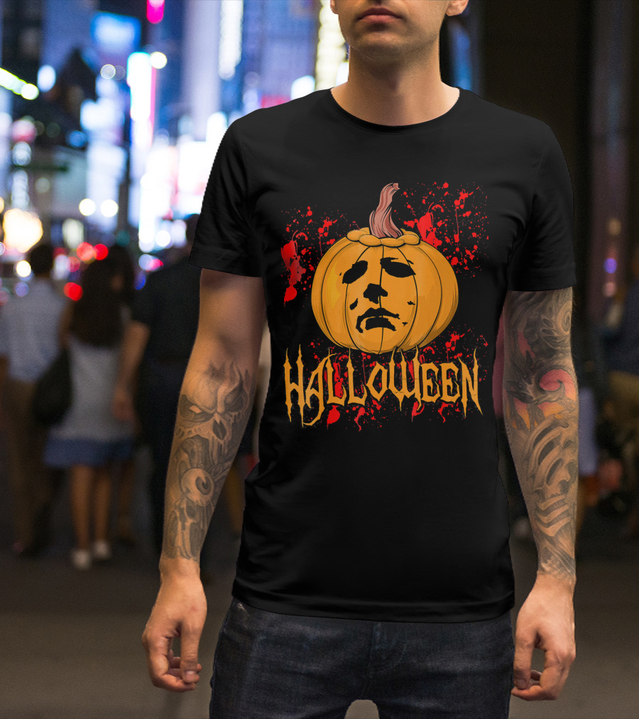 Funny Halloween Michael Myers Pumpkin Face T-Shirt