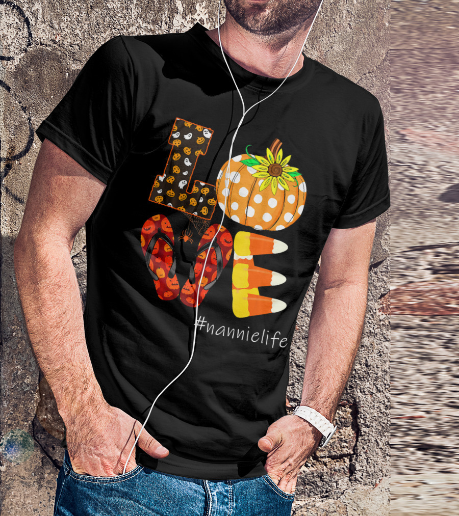 LOVE Pumpkin Candy Corn Flip Flops #nannielife T-Shirt