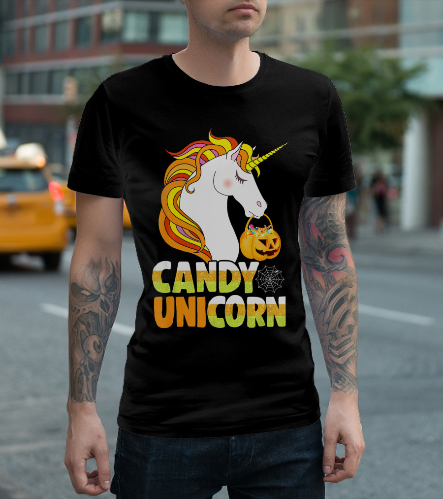 Candy Unicorn Halloween Basket T-Shirt