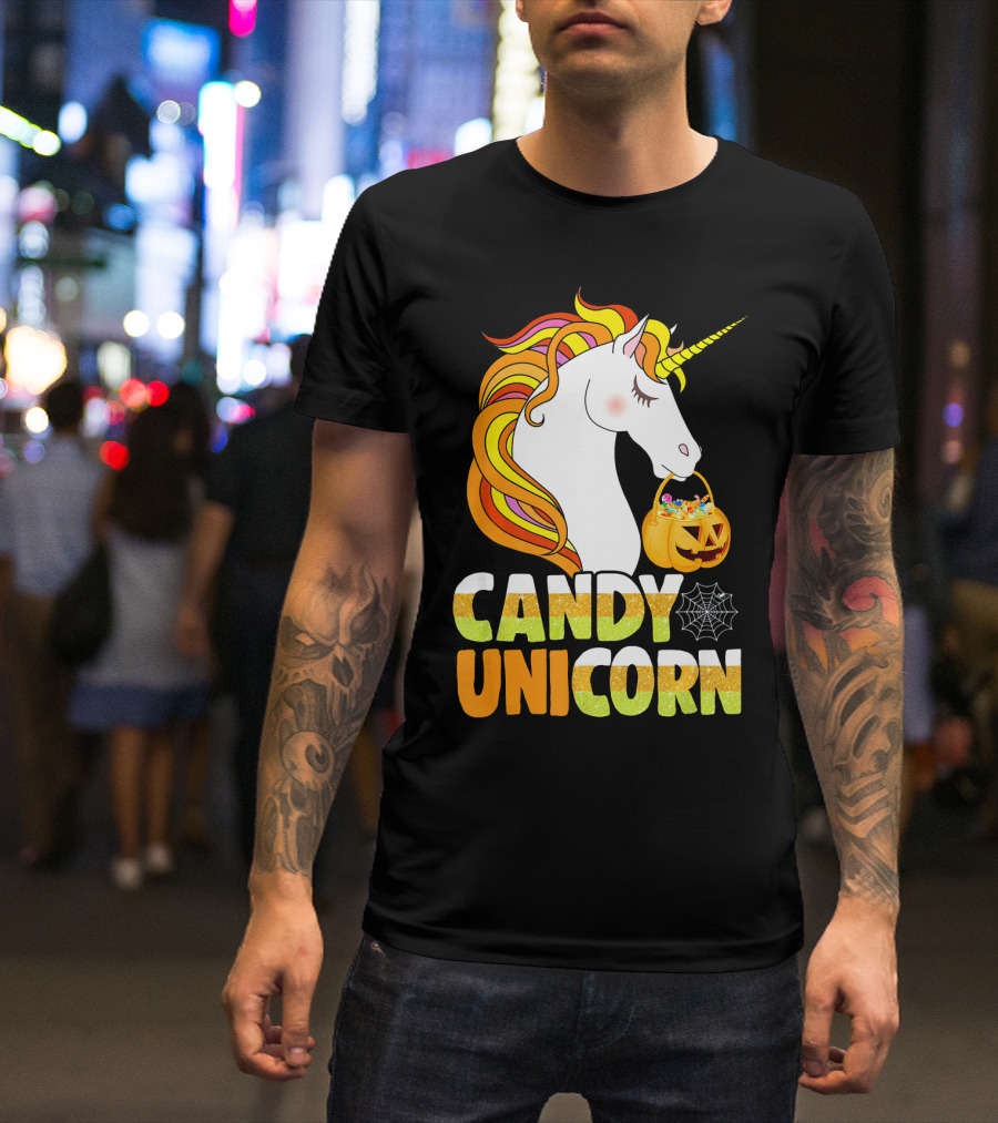 Candy Unicorn Halloween Basket T-Shirt