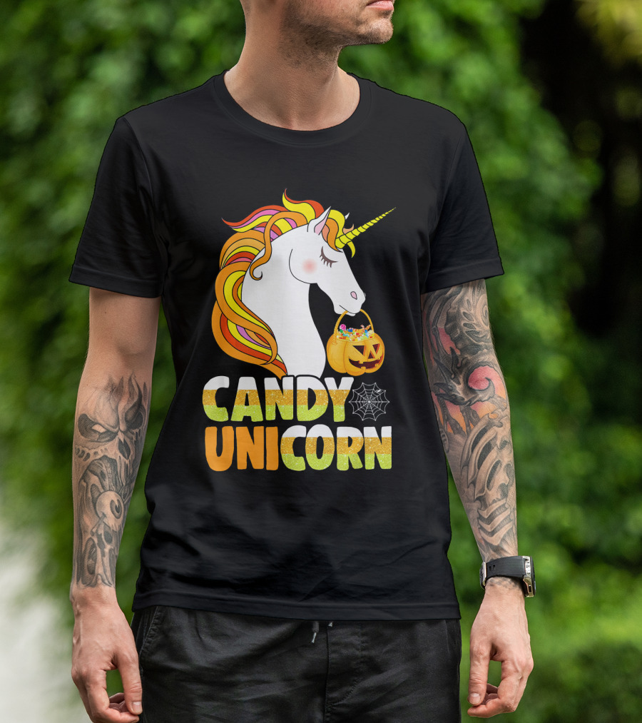 Candy Unicorn Halloween Basket T-Shirt