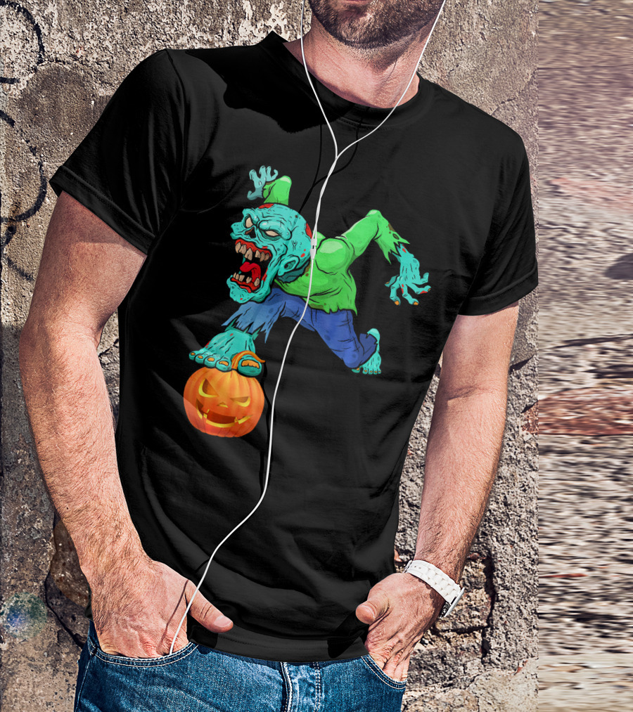 Zombie Leaping Over Grinning Pumpkin T-Shirt