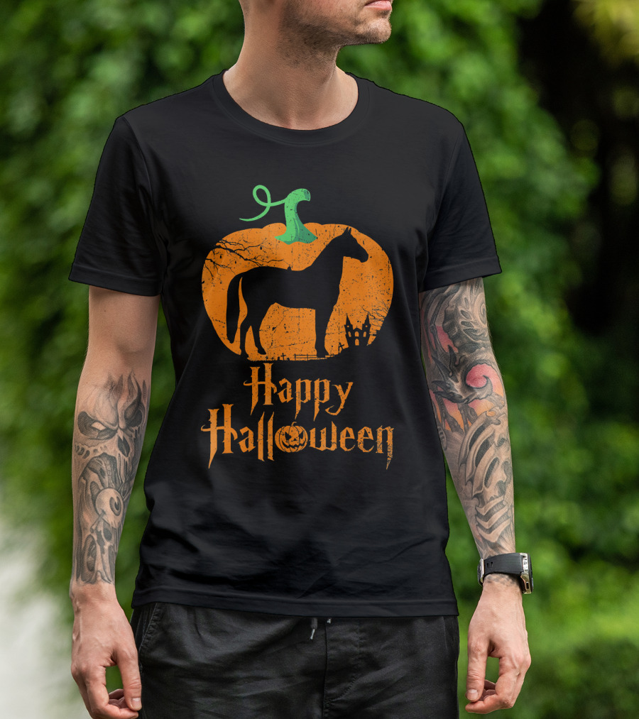 Happy Halloween Horse In Pumpkin T-Shirt