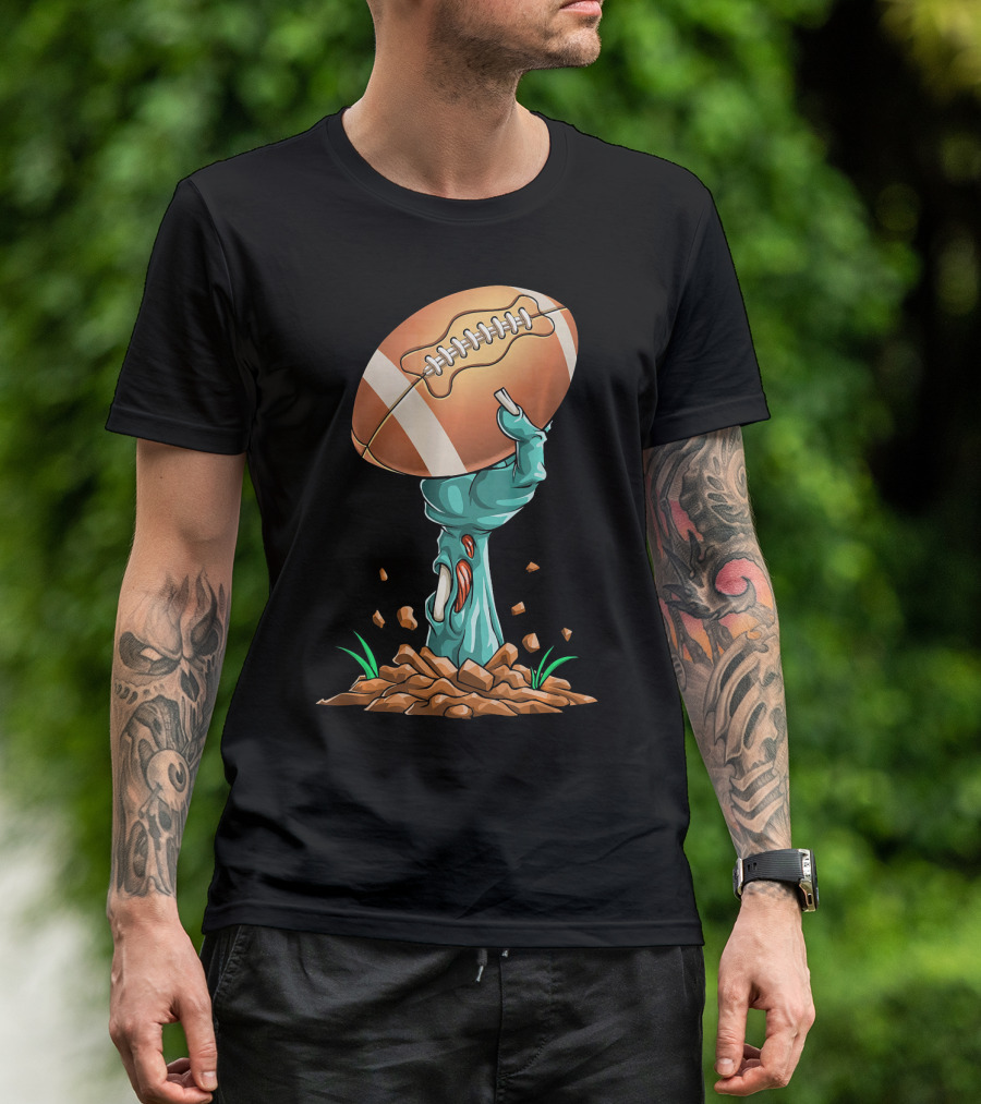 Zombie Hands Rising With Football Victory T-Shirt